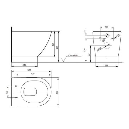 TOTO NC Унитаз 380x530x340мм, подвесной, без сиденья, безободковый, Tornado Flush, CeFiONtect, цвет: белый