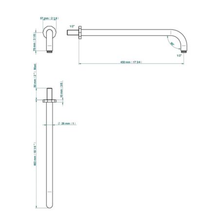 THG Les Ondes Держатель верхнего душа 450 мм., настенный, цвет Matt nickel, артикул G8A-C01-84L