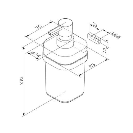 A8F36922 Func Стеклянный диспенсер с настенным держателем, черный, артикул A8F36922