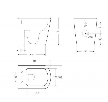 Унитаз приставной безободковый BELBAGNO ALBANO, артикул BB903SC