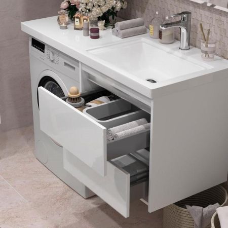 Тумба с раковиной Фреш 120 чаша справа под стиральную машину Opadiris Белый