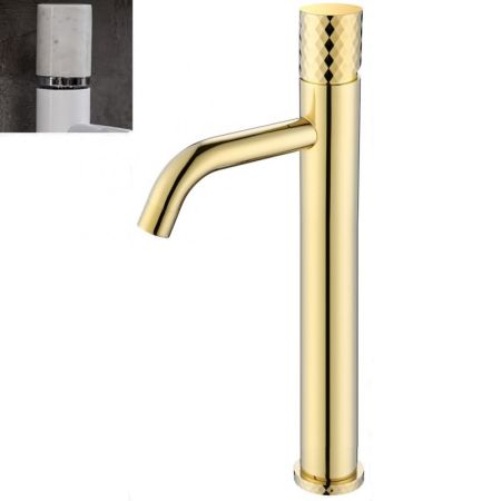 Смеситель для раковины Boheme Stick 122-G-MR-W Золото Белый, артикул 122-G-MR-W