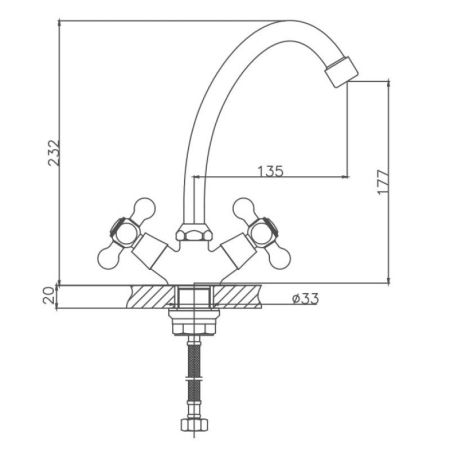 Смеситель для кухни Cron CN4119-2, хром