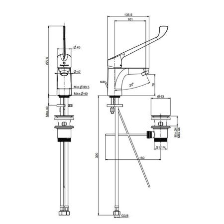 FIMA|Carlo Collettivita Смеситель на раковину для лечебных учреждений, с донным клапаном,цвет хром