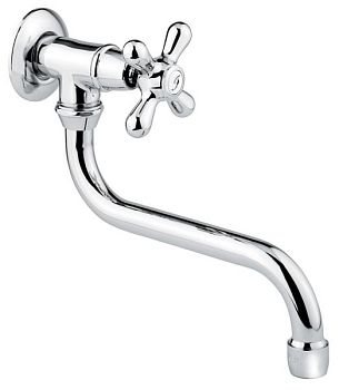 Emmevi Deco Classic, настенный одновентильный кухонный кран (поворотный излив 21 см), цвет хром