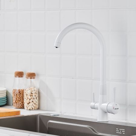 Смеситель для кухни с подключением фильтра Shevanik S428C, белый, артикул S428C