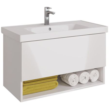 Тумба с раковиной подвесная Dreja Perfecto 90 см, белый, артикул 99-0808-com