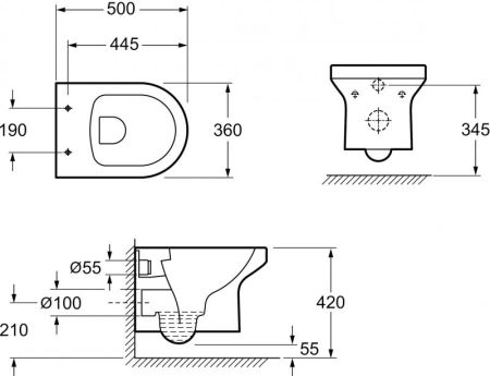 Унитаз подвесной JACOB DELAFON ELITE EDX114RU-00 Rim гор. вып. 50*36  + сиденье  (белый), шт, артикул EDX114RU-00