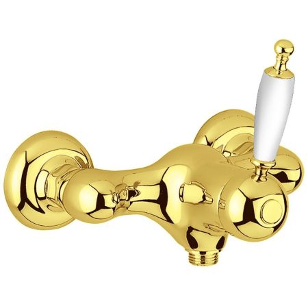 OXFORD Смеситель для душа моноком. внешний, выход М1/2", ручка белая, золото, артикул 19168