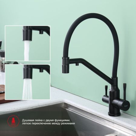 Смеситель для кухни с подключением фильтра Raglo R81.62.06, черный
