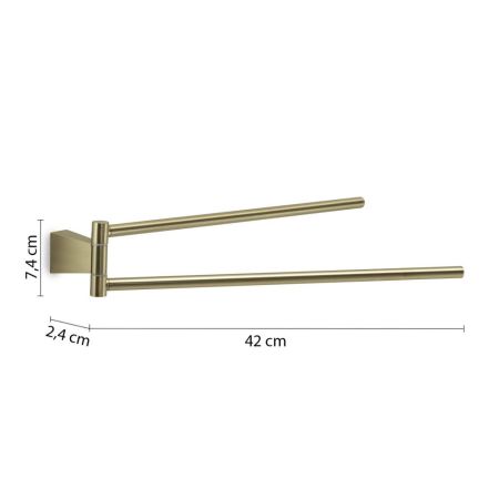 Gedy Tonale, полотенцедержатель двойной поворотный, цвет матовое золото, артикул TN23(88)