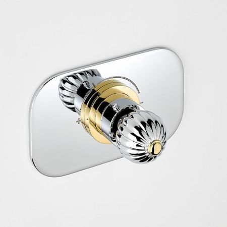 THG MANDARINE METAL Смеситель для душа встраиваемый, термостатический, внешняя часть, цвет хром/золото, артикул U1A-G02-5100B
