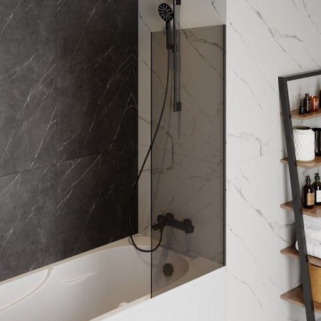 Шторка на ванну 60х140 см Maretti Marta MA41F6014098-560, профиль черный, артикул MA41F6014098-560