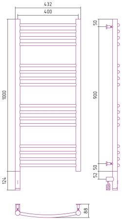 Полотенцесушитель электрический "БОГЕМА 3.0" 1000х400 / МЭМ левый (Золото)