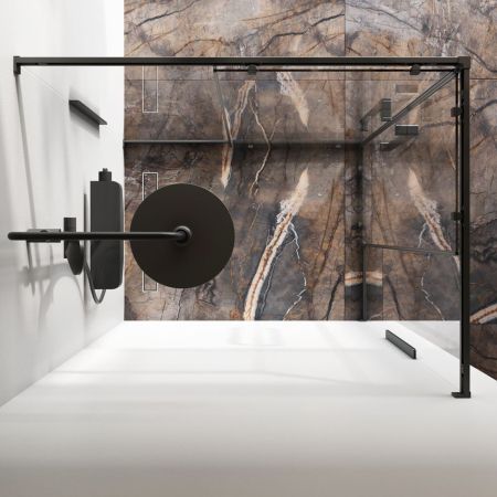 W84G-403-12090-BТ Душевое ограждение Func Square Slide 120х90, черный, прозрачное, артикул W84G-403-12090-BТ