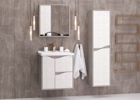 Тумба Onika Брендон 60 подвесная, бетон крем/камень светлый (ум.Миранда 60), артикул 106138