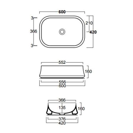 SIMAS Sharp раковина  накладная,  60х42см, без отв. под смеситель, артикул SH08bi*0
