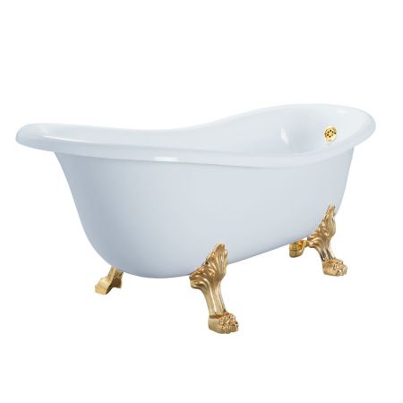 MILADY Ванна 185x82xH75 см. на лапах "LEONE" STANDART, белая, слив/перелив золото, артикул 26919