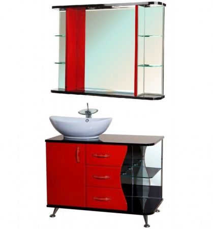 Зеркало Bellezza Рио 90 4613615060213 с подсветкой Черное Красное, артикул 4613615060213