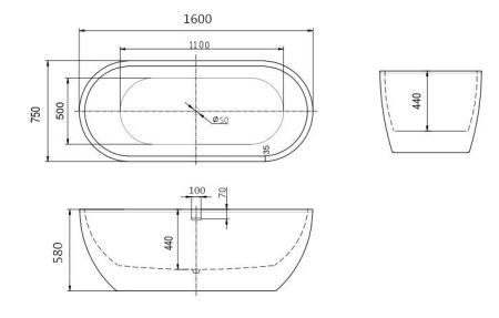 Акриловая ванна ARTMAX AM-218-1600-750, артикул AM-218-1600-750