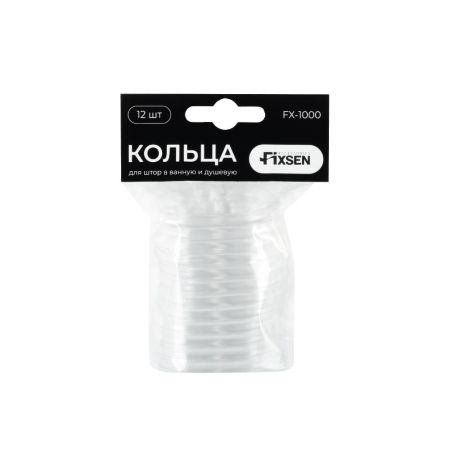 Комплект колец для шторы FIXSEN 12 шт. FX-1000C, прозрачный, артикул FX-1000C