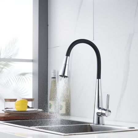 Смеситель для кухни с гибким изливом и режимом "душ" Rose R213, хром