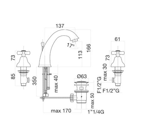 Смеситель для раковины Fiore MARGOT 26OO0628, золото, артикул 26OO0628