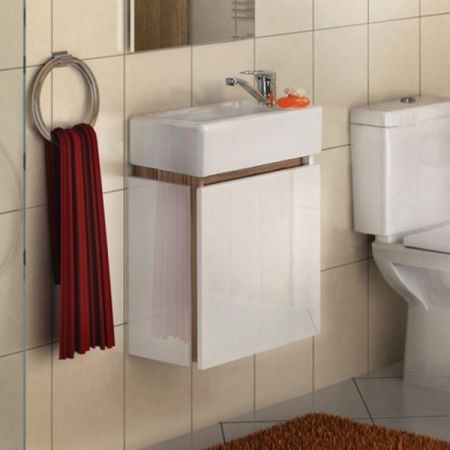 Тумба под раковину Акватон Эклипс 46 М 1A172801EK49R Белый/эбони светлый, петли справа, артикул 1A172801EK49R