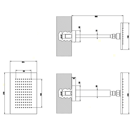 Gessi Rettangolo Верхний душ для потолочного крепления 216x140мм, высота 270мм, цвет: хром