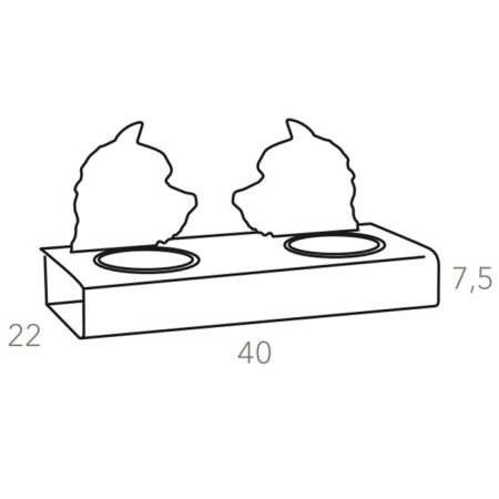 ADJ Подставка с мисками Dog, хром, 40x22xH7.5 см., цвет: капучино/шоколад, артикул 1571D.04/06