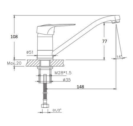 Смеситель для кухни Cron CN4504-2, хром, артикул CN4504-2