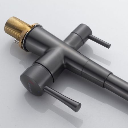 Смеситель для кухни с подключением фильтра Shevanik S428T, оружейная сталь, артикул S428T