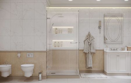 Душевой уголок Ambassador Abner 10011105-ST5, квадратный, линейный трап, 90х90