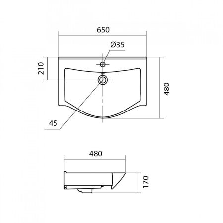 Раковина мебельная АКВАТОН БЕВЕРЛИ 1WH302501 ((65*48), белый), шт, артикул 1WH302501
