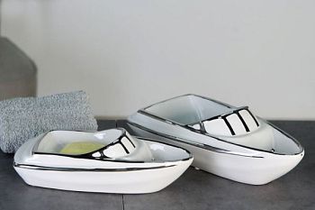 Casablanca, фигурка большая керамическая "Катер", цвет бело-серебристый