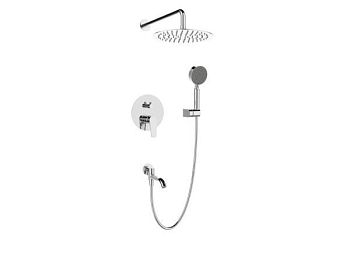 ANCONA Душевой комплект встраиваемый с изливом (смеситель встраиваемый, верхний душ, ручной душ со шлангом и держателем) хром, ANCONA-VDSET-CRM