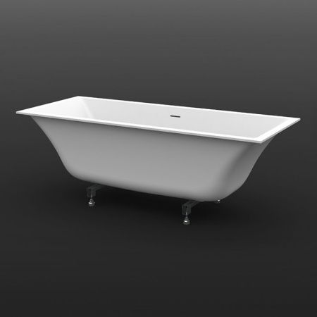 Ванна, KNIEF, Shape, ширина, мм-1700, глубина, мм-700, высота, мм-600, водоизмещение (л)-190, тип установки-встраиваемый, форма-прямоугольная, с щелевым сливом переливом click-clack, диаметр слива, мм-52, ножки-есть, материал-K-Stone, цвет-белый матовый