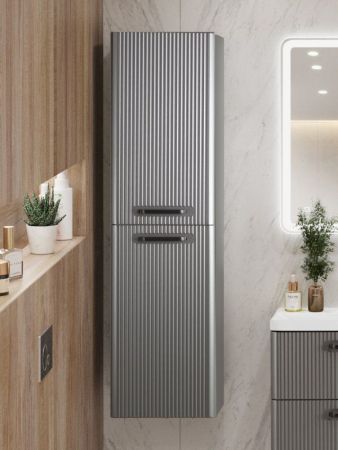 DUE Шкаф подвесной с двумя распашными дверцами с доводчиками, с двумя полками, универсальный, Bianco Lucido, 400x300x1500, DUE-1500-2A-SC-BL-P, артикул DUE-1500-2A-SC-BL-P