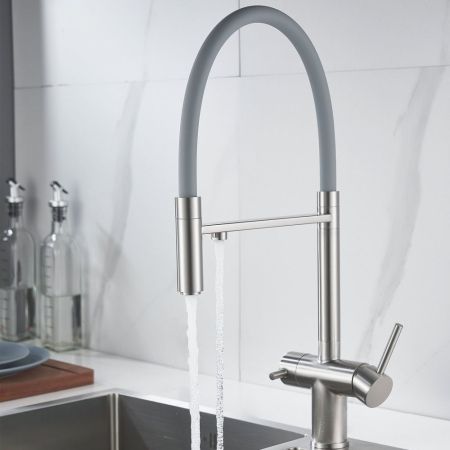 Смеситель для кухни с подключением фильтра Shevanik S178L, сатин