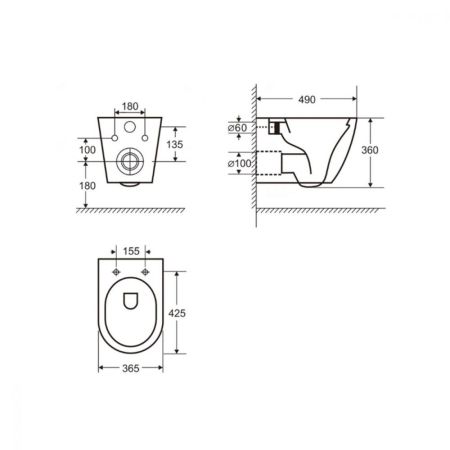 Унитаз ABBER BEQUEM AC1101MG подвесной серый матовый, безободковый, артикул AC1101MG