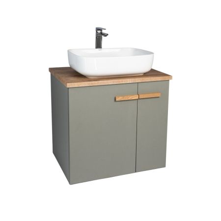 Тумба VIANT "Мюнхен" 2 ств со столешницей L70 подвесная хаки 510х680х646 (VMUN70NH-T2STP), артикул VMUN70NH-T2STP