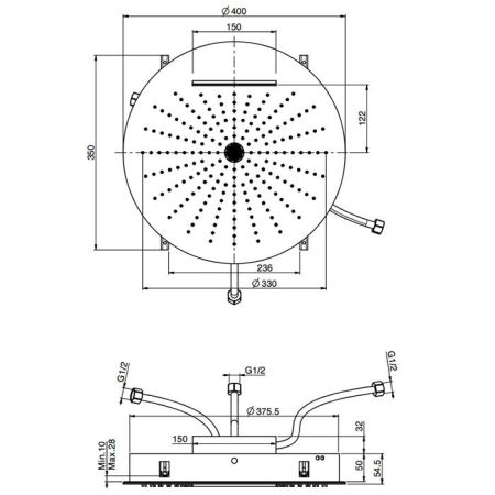 Fima Carlo Frattini Soffioni Верхний душ 40см., 3 режима, потолочный, цвет: золото, артикул F5911OR