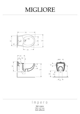 IMPERO Биде подвесное, белая керамика, артикул 20783