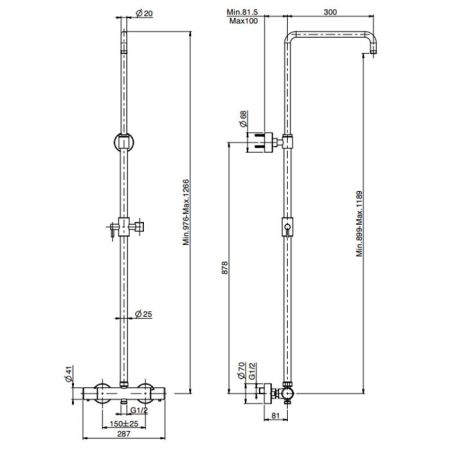 FIMA|Carlo Frattini Wellness Смеситель для душа внешнего монтажа, термостатический, с душевой стойкой, цвет хром, артикул F4285SCR
