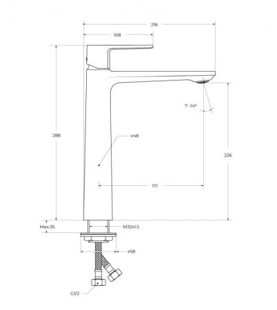 LUX-LC-01-W0 Смеситель для накладных раковин однорычажный, без донного клапана, хром, артикул LUX-LC-01-W0
