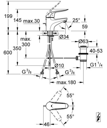 Смеситель для раковины GROHE Euroeco Special с донным клапаном, хром (32764000), артикул 32764000