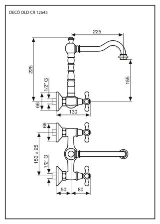 Настенный смеситель Deco Old для кухни, цвет хром, артикул 12645CR