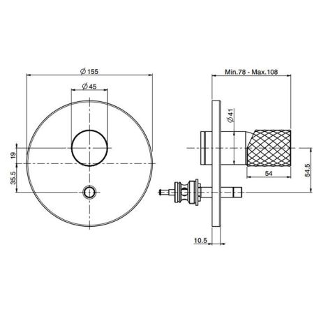 Fima Carlo Frattini Spillo Tech Смеситель для душа, встраиваемый, переключателем на 2 источника, цвет: золото