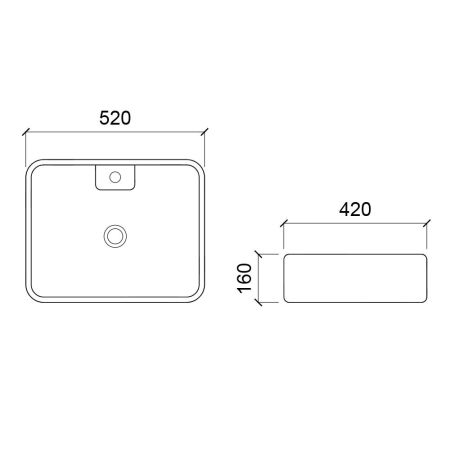 Раковина чаша WesnaArt KUBUS 3011-KUB13, белый, артикул 3011-KUB13