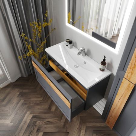 Комплект мебели для ванной Бриклаер БЕРЛИН 100SD, оникс серый, артикул БЕРЛИН 100SD